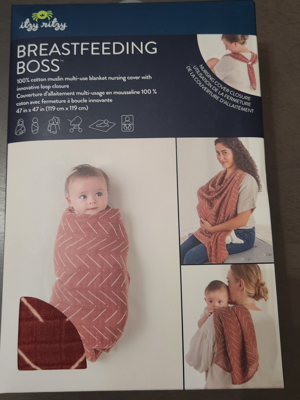 Itzy Ritzy Breastfeeding Boss Nursing Cover - Rust Chevron